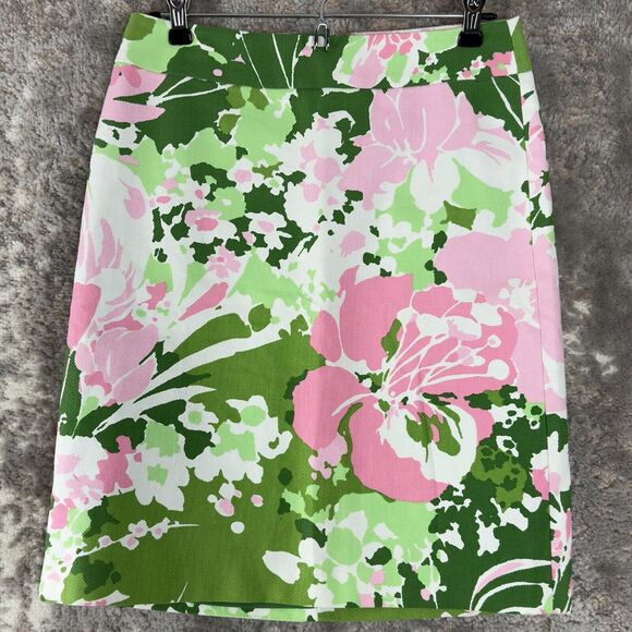 NEW Talbots Petites Size 2P Floral Cotton Knee Length A Line Skirt Lined Zip - Picture 1 of 9